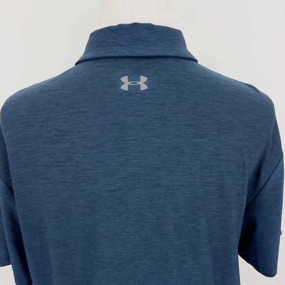 Under Armour Mens XL Navy Blue HeatGear Polo Shirt Loose Fit Lightweight - Picture 4 of 5